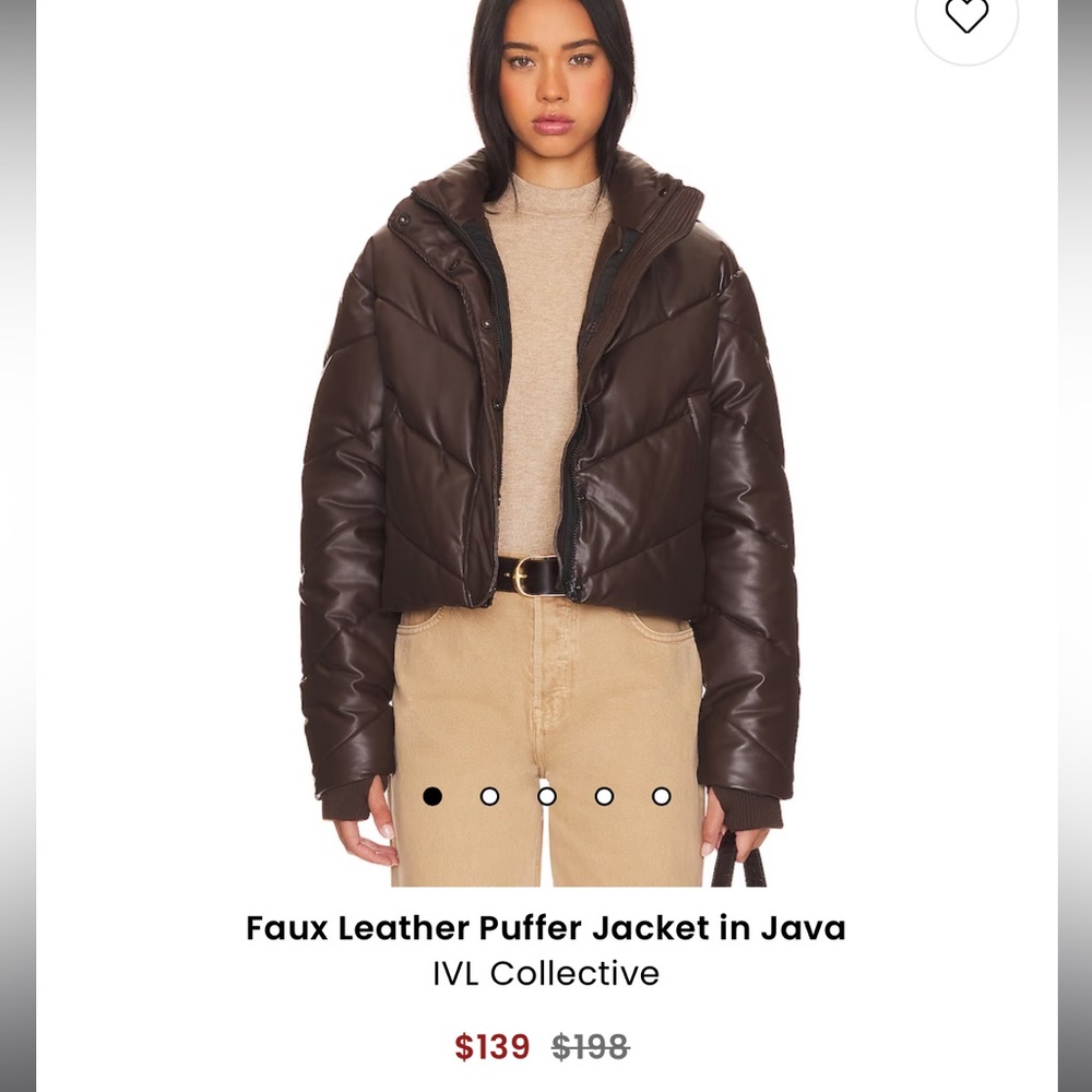 NWOT IVL Collective brown leather puffer jacket
